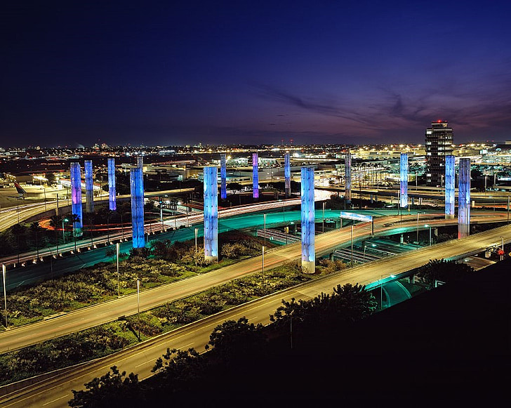 летище, Лос Анджелис, светлини, архитектура, Lax, самолет, международни