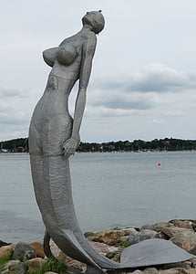 Eckernförde, Meklemburgia, morze, Morza Bałtyckiego, Rysunek, Rzeźba, Syrena