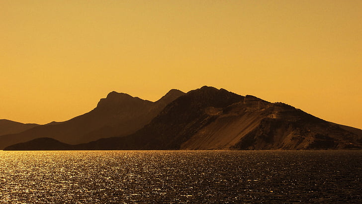 mountain, quarry, mine, sunset, sunlight, golden, peninsula
