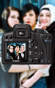 กล้อง, แคนนอน, จับภาพ, dlsr, ลอย, สาว, การถ่ายภาพ