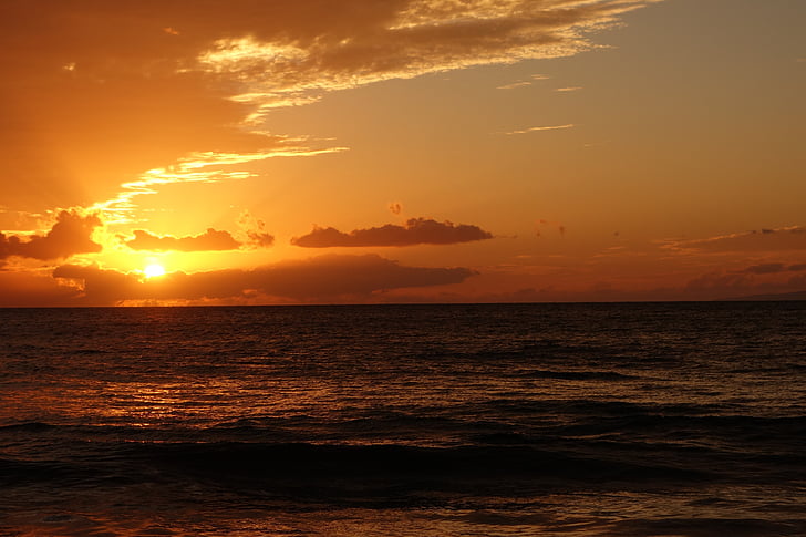 zonsondergang, Oranje, Maui