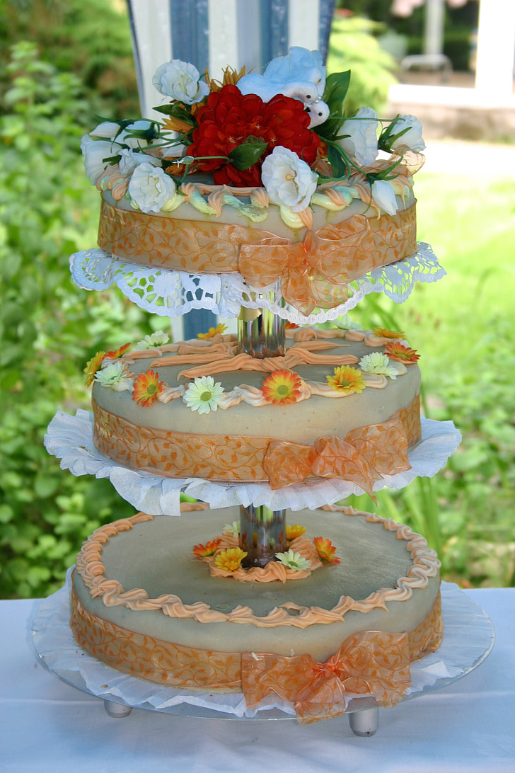 γαμήλια τούρτα, κέικ, δάπεδα, αμυγδαλόπαστα, Γάμος, επιδόρπιο, νόστιμα
