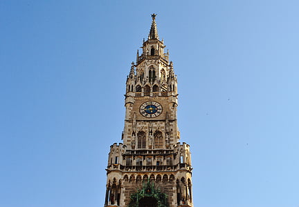 Stadhuis, klokkentoren, München, Marienplatz, spits