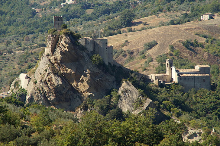 Castelo, burgruine, Roccascalegna, Abruzzo, paisagem, idade média, Itália