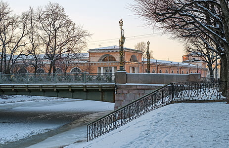 ville, SPB, Saint-Pétersbourg Russie, hiver, belle, froide, bel immeuble