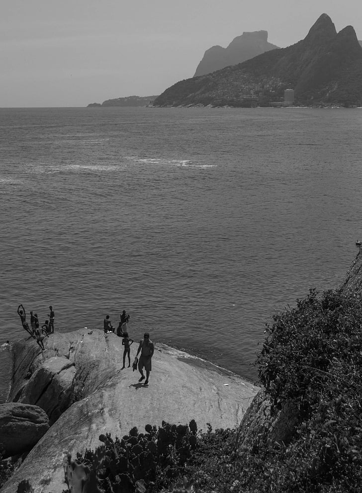 mare, scufundări, Rio de janeiro, vacanta, alb-negru, natura, peisaj