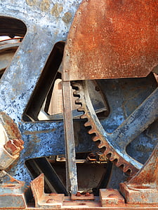 mecanismo de, máquina, del engranaje, oxidado, antiguo, hierro, maquinaria
