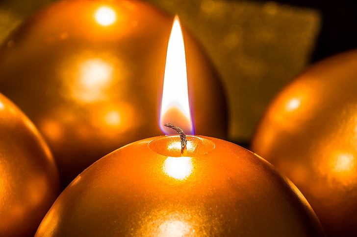 candela, candela di Natale, a lume di candela, calore, fiamma, avvento candela, bianco e nero