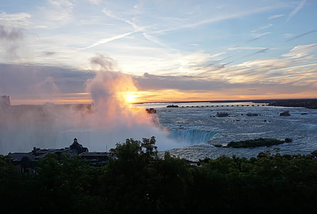 Canada, Niagara foss, Niagara, fossen i soloppgang, Niagarafallene, Niagara hvis, fossefall