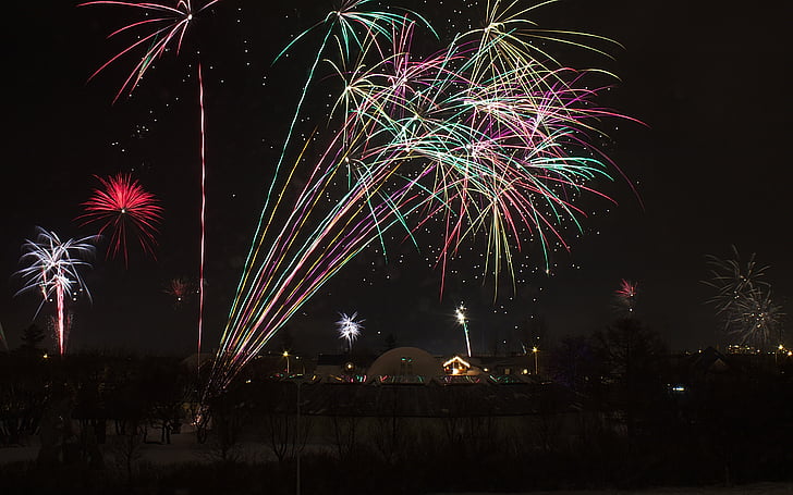 vuurwerk, Nieuwjaar, vakantie, viering, nacht, evenement, exploderende