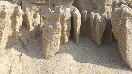 sand, erosjon, skulptur, stranden, sanddynene