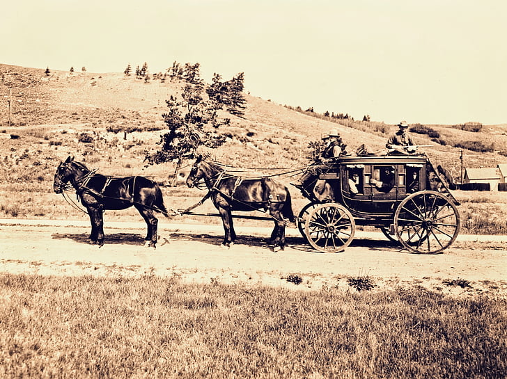 Stagecoach, chariot de cheval, l’ouest, Vintage, transport, historique, autocar