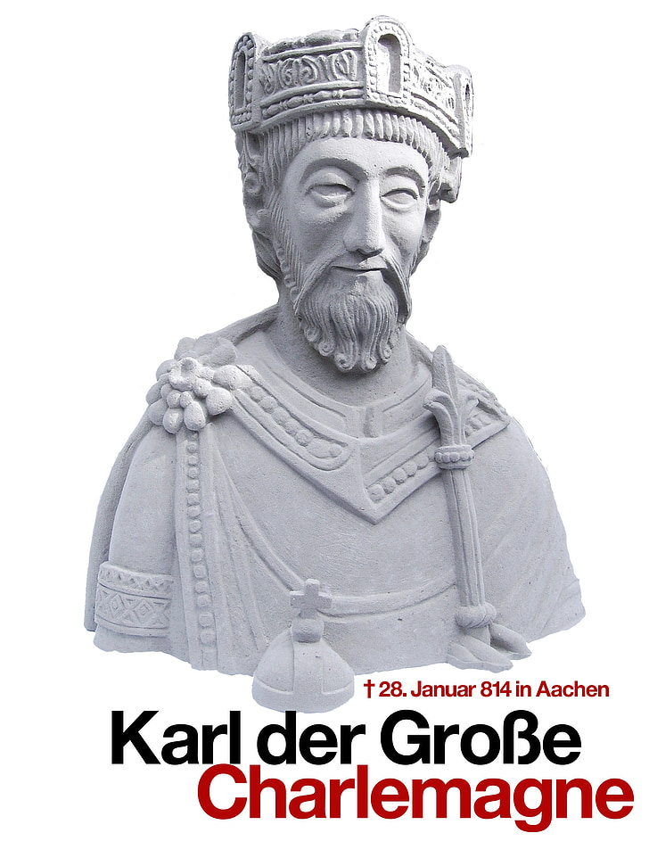 charles the great, statue, figure, king, crown, aachen