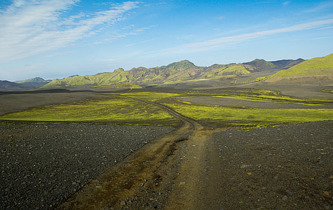 Islanda, Langisjór, traccia, deserto, schiuma