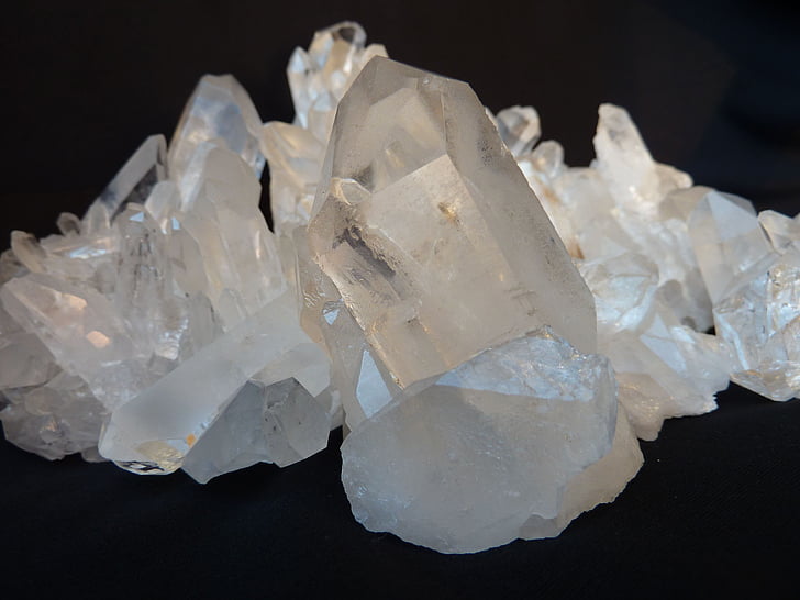 bergskristall, klart för vit, pärla topp, bitar av ädla stenar, glasartade, transparent, genomskinlig