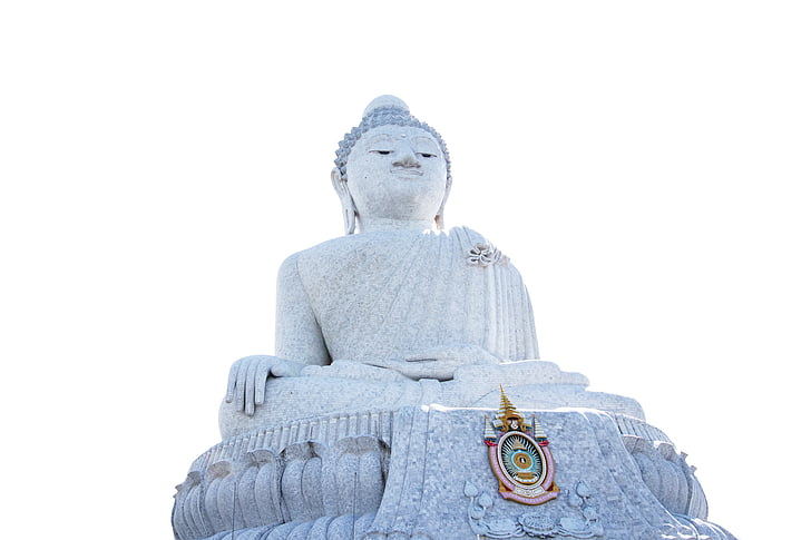 Buddha, isolert, gull, gylden, hvit, statuen, Thailand