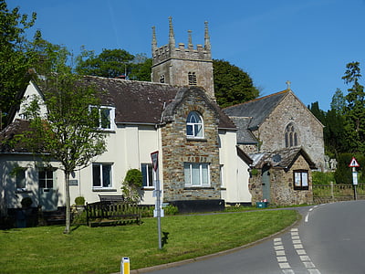 Anglicko, Cornwall, Veľká Británia, Village, kostol, Norman, Steeple