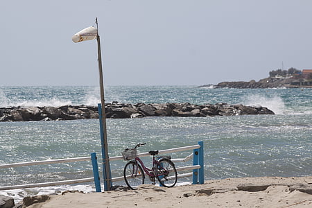 海, 水, 波, ロック, ビーチ, 自転車, サイクリング