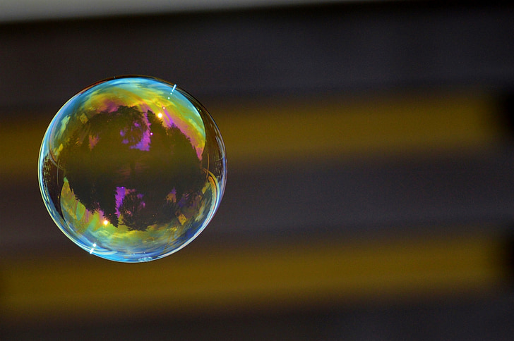 såpbubbla, färgglada, bollen, tvål och vatten, göra såpbubblor, Float, spegling