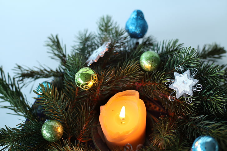 sveča, Adventni venec, pojav, plamen, ob svečah, božič, dekoracija