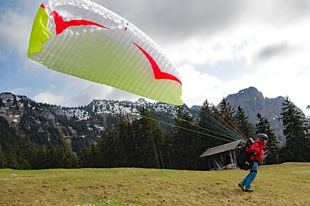 Paraglider, bergen, fluga, skärmflygning, Alpin, hobby, Leisure