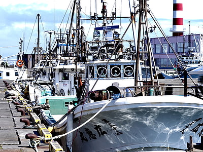 Angelboot/Fischerboot, Fischereihafen, Hokkaido, Hafen, Schiff, kommerzielle dock, Meer