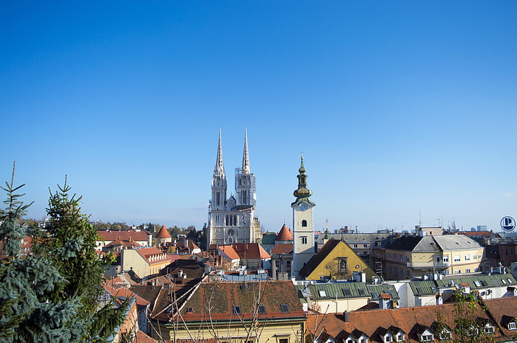 Zagreb, Croacia, Catedral, ciudad, Europa, ciudad, arquitectura
