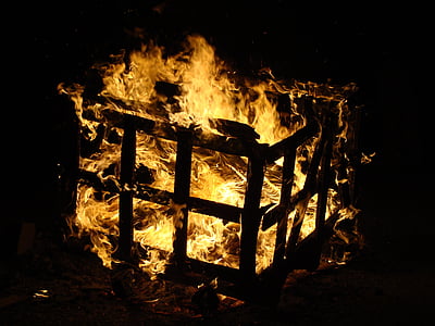 box, wood, fire, night, fire - Natural Phenomenon, flame, heat - Temperature