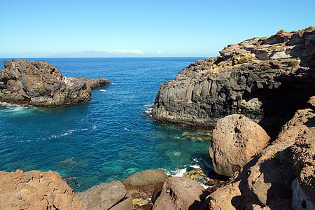 reservado (a), Tenerife, mar, rocha, Ilhas Canárias, Costa