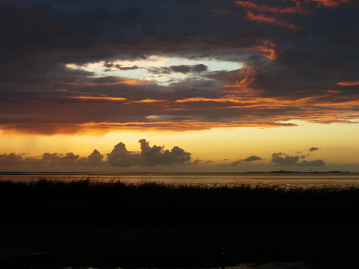 večerní obloha, Západ slunce, Já?, Afterglow, abendstimmung, pláž, pobřeží