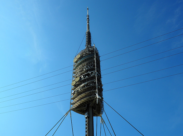 tv tower, tower, radio tower, technology, barcelona, architecture, building