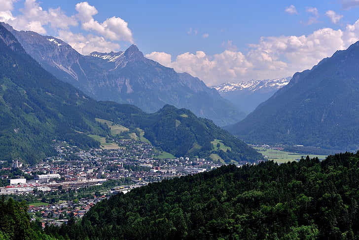 paysage, Vorarlberg, vallée de, ville, Outlook, montagnes