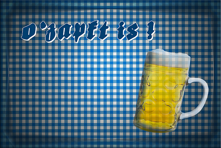 Oktoberfest, taman bir, biru, putih, kotak-kotak, gelas bir, ozapft adalah