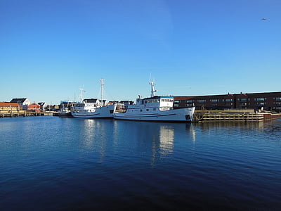 Port, vee, sinine taevas, laevade, paadid, Dock, Harbor