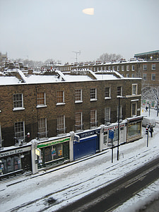 Londen, Straat, sneeuw, winter, koude, besneeuwde