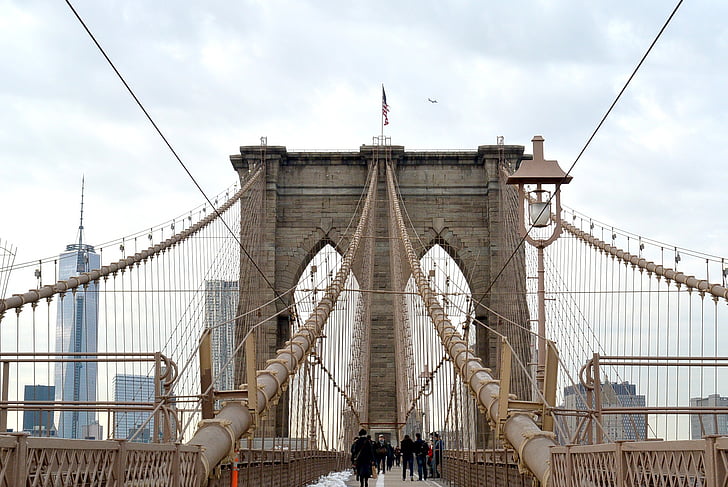 brug, het platform, stad, reizen, Landmark, New york city, Brooklyn bridge