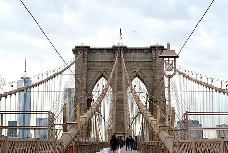 Most, Architektura, město, cestování, orientační bod, New york city, Brooklynský most