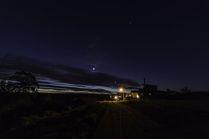 noite de fotografia, Serra de pais, Mar del plata, alta exposição, à noite, paisagem