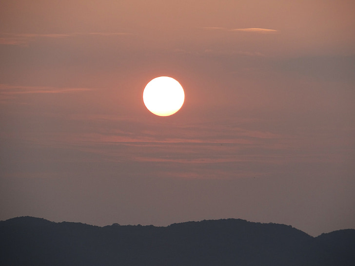 lever du soleil, matin, paysage, montagnes, Karwar, Inde