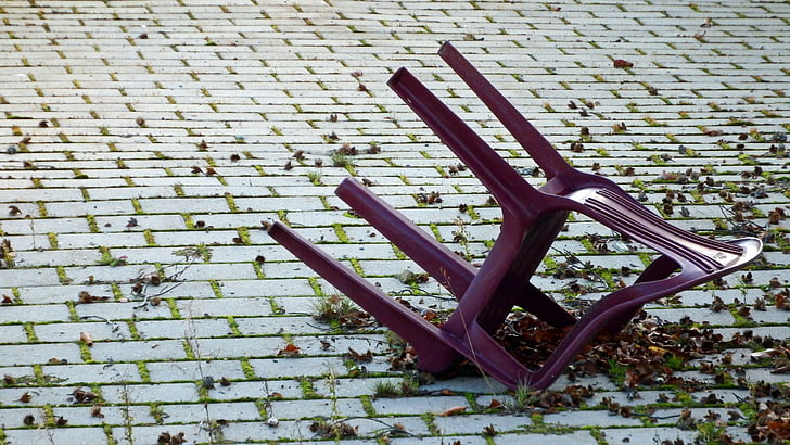 chair, garden chair, patch, overturned, old, seat, garden chairs