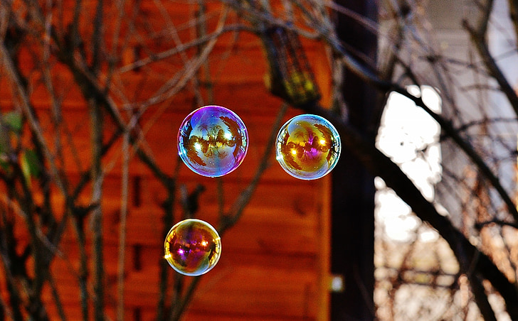 soap bubbles, colorful, balls, soapy water, make soap bubbles, float, mirroring