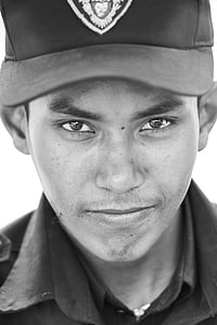 mâle, Portrait, noir et blanc, humaine, asiatique, Cambodge, documentaire