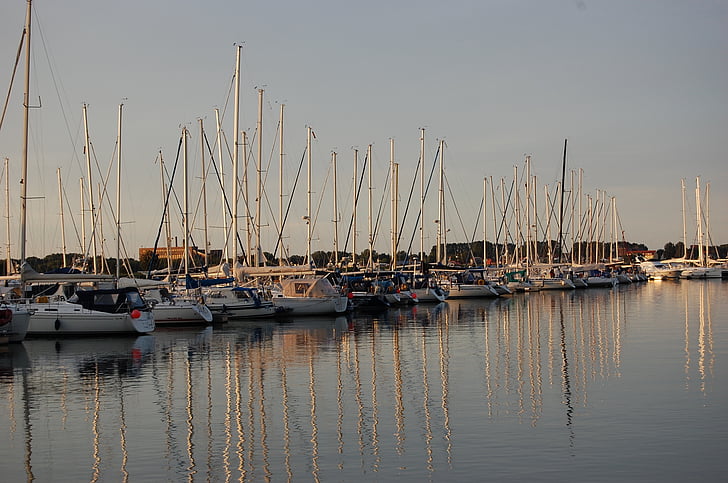 kröslin, порт, Марина, лодки, платно, ветроходна лодка, кораб