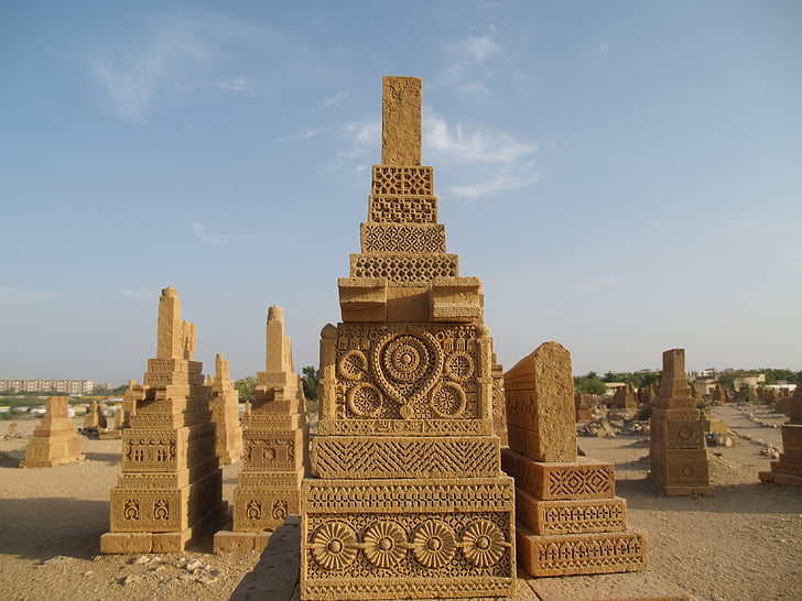 chaukundi, gravar, Karachi, Pakistan, berömda place, Asia, arkitektur