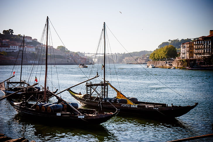 río Duero, Porto, barco Rabelo, Portugal, vino de Oporto, Ribeira, embarcación náutica