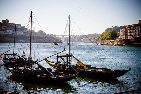 река douro, Порто, Rabelo лодка, Португалия, порт вино, Ribeira, морски кораб