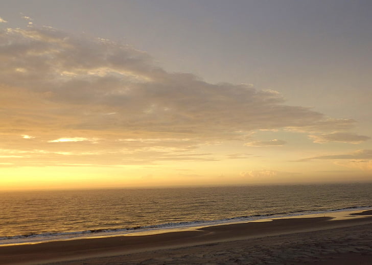 Pantai, matahari terbit, matahari terbenam, awan, langit, Charleston, musim dingin