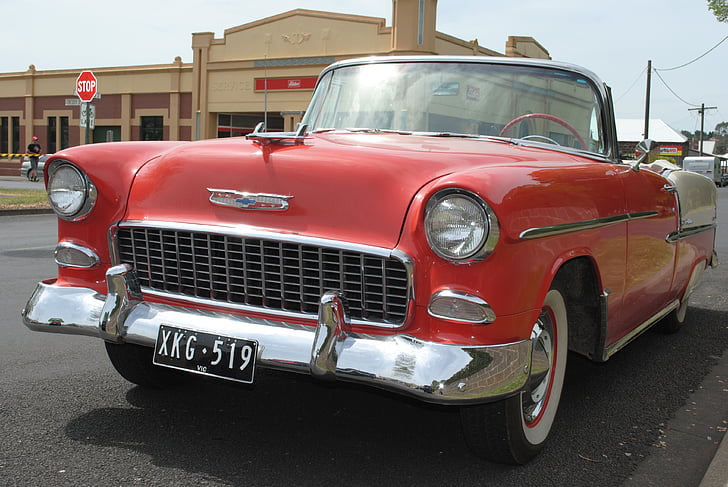 chevy, muscles cars, 55 chevy, automobile, car, red, classic car