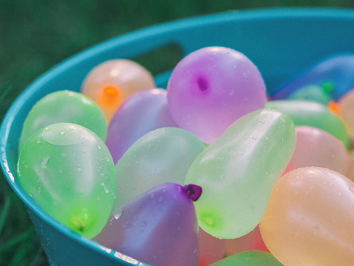 colorful, colourful, water, water balloons, multi colored, close-up, no people