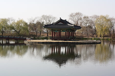 Belvedere, zgrada, Republika Koreja, jezero, priroda, drvo